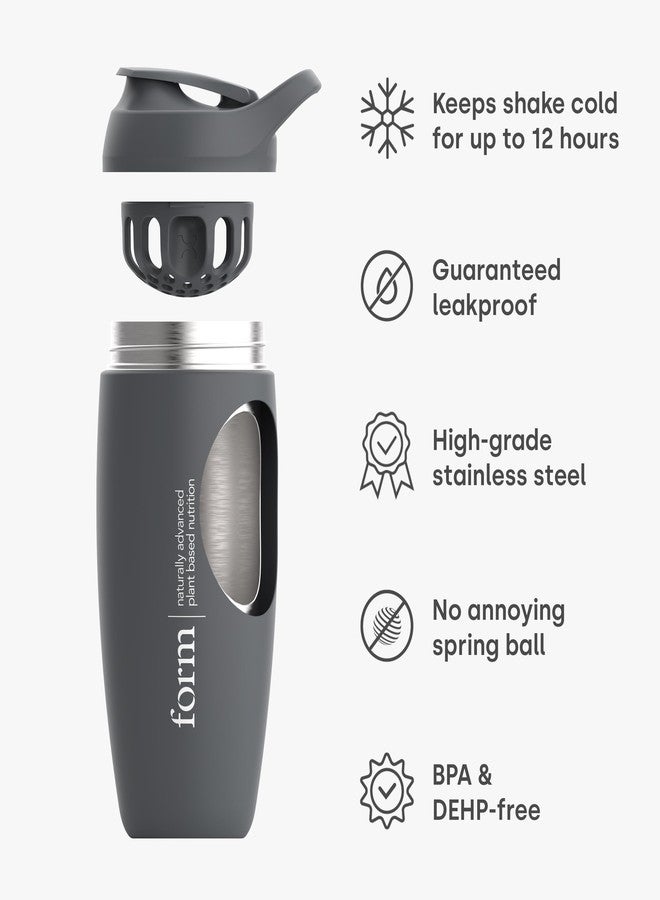 فورم زجاجة خلط البروتين المعزولة المصنوعة من الفولاذ المقاوم للصدأ - 550 مل، زجاجة خلط البروتين مانعة للتسرب مصنوعة من الفولاذ المقاوم للصدأ مع محرك تقليب سهل التركيب - تحافظ على المشروبات باردة لمدة 12 ساعة! - Image 3